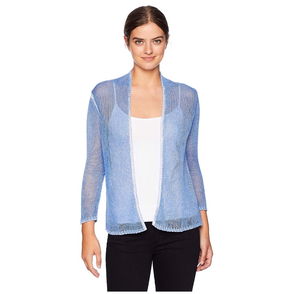 New Skyes the Limit Light Blue Mesh Like Cardigan